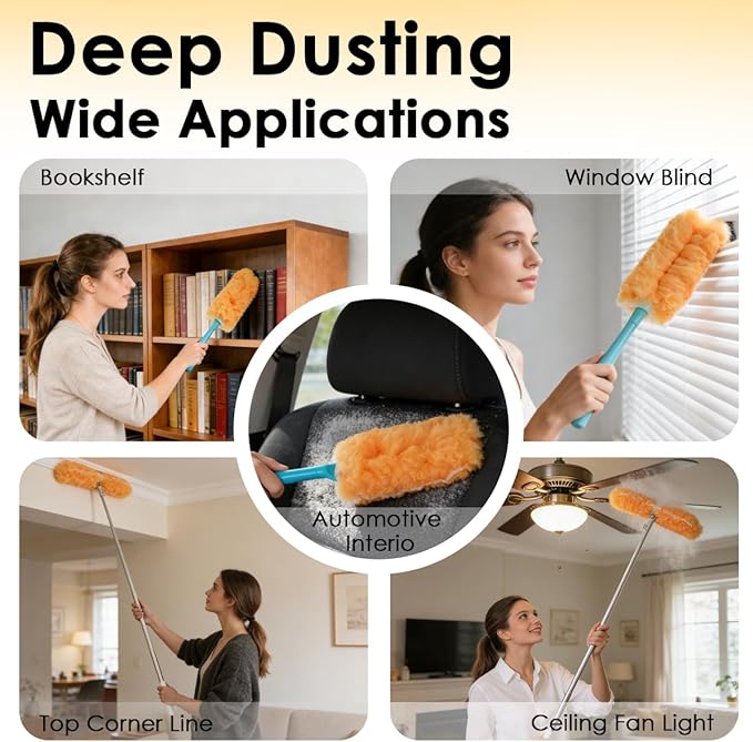 20 Count Compatible with Swiffer Heavy Duty Duster Refills, Unscented 360° Disposable Duster Microfiber Pads for Cleaning Home, Electronics, Blinds, Ceiling Fans, Furniture (Duster Refill Only)