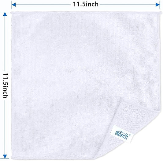 HOMEXCEL White Cleaning Rags 5 Pack, Highly Absorbent Microfiber Cleaning Cloth for Kitchen, Lint Free, Scratch-Free, Reusable Microfiber Towels for House, Window and Glass, Cars, 11.5 X11.5 inch