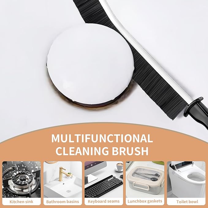 4 Pack Hard Bristle Crevice Cleaning Brush with Stiff Bristles, Small Detail Scrub Brush for Narrow Gaps Tile Grout Bathroom Kitchen Window Track Shower Door Sink Edge Faucet Base Floor Corner Cleaner