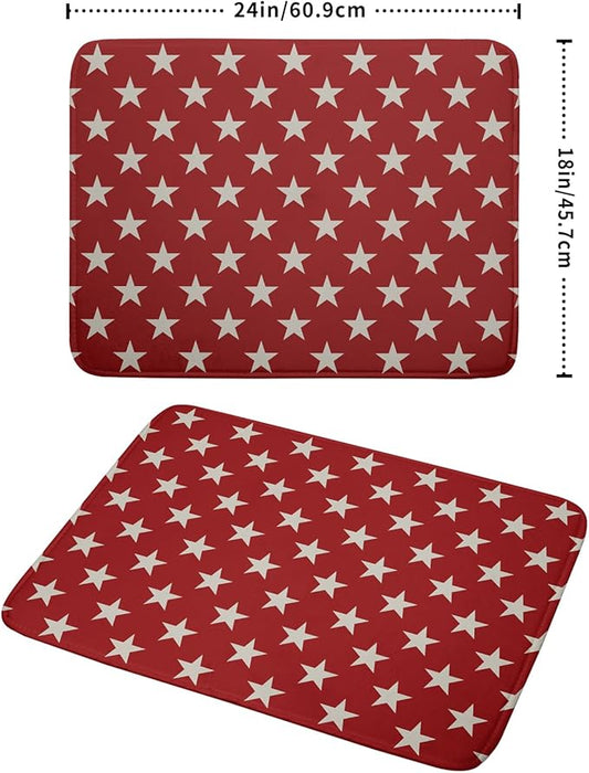 Patriotic July of 4th Red Star Dish Drying Mat for Kitchen Counter 18x24 Memorial Independence Day Absorbent Reversible Microfiber Drying Mats Kitchen Countertop Protector Dishes Drainer Rack Pad
