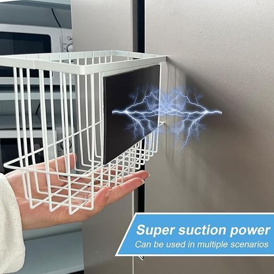 Magnetic Dryer Ball Holder for Laundry Room Dryer Ball Organization, Magnetic Lint Bin for Laundry Room Wool Dryer Ball Organizer, Iron Dryer Ball Container for Laundry Room Storage(White)