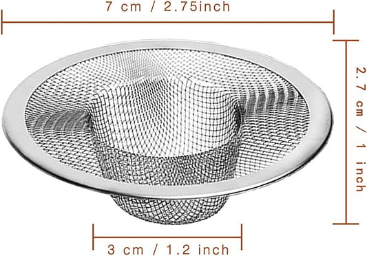 4pcs Heavy Duty Stainless Steel Kitchen Sink Strainer, 2.75" Top / 1" Mesh Metal Sink Strainer,Perfect for Kitchen Sink/Bathroom Bathtub Wash basin Floor drain balcony Drain Hole, Utility