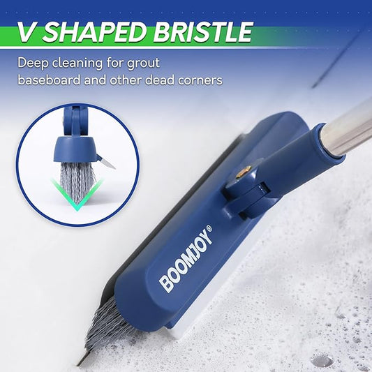 BOOMJOY Grout Brush with Long Handle, Grout Cleaner Brush for Tile Floors, Stiff Bristles for Crevice, Tile Line, Shower, Kitchen, Bathroom