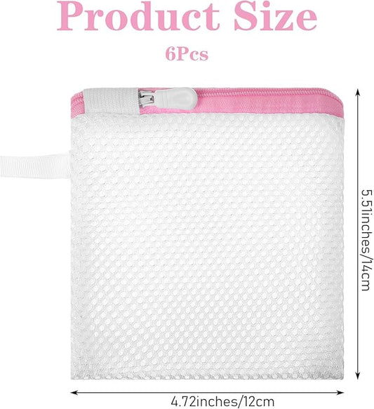 6 Pcs Small Mesh Laundry Bag for Delicates Lingerie Laundry Bag Sock Washing Bags for Laundries Foldable Mesh Laundries Bags Small for Travel Home Mini Washing Machine Use Colorful 5.51×4.72 Inch