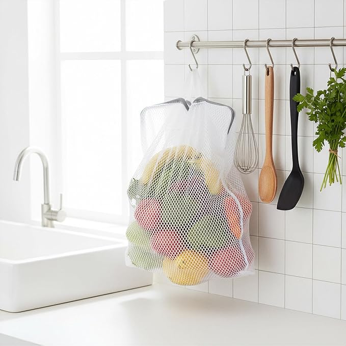 2Pcs Mesh Hanging Laundry Bags, Wash Bag for Delicates Mesh Laundry Bags for Dormitory, Travelling, College,Apartment, Camping, RV, Machine 15 X 12 Inch