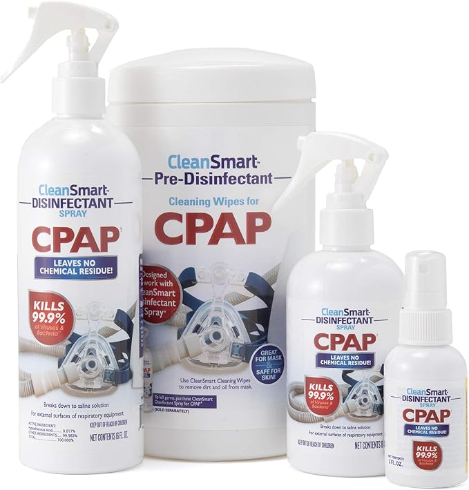 CleanSmart CPAP Disinfectant Spray To Go, Kills 99.9% of Bacteria and Viruses on CPAP Equipment, No Residue, 2 oz (Pack of 3)