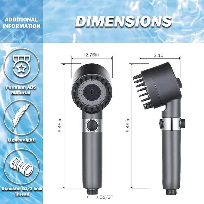 CWPW Filtered Shower Head with Handheld High Pressure 4 Spray Showerhead with Filters for Hard Water-Remove Chlorine ON/OFF Switch for Pets,With 79" Stainless Steel Hose,Bracket,4 Filters,Bath Loofah