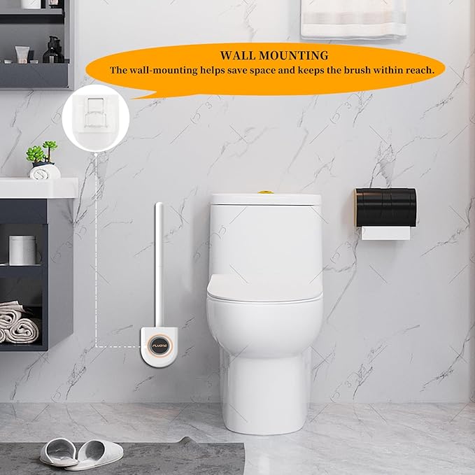Toilet Brush, 2 Pack Silicone Toilet Brush Wall-Mounted Toilet Brush with Aromatherapy Tablets Silicone Toilet Brushes and Holders Toilet Scrubber with Silicone Bristles