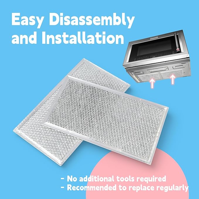 2Pcs Microwave Grease Filters Compatible with KitchenAid KMHC319ESS0 KMHC319ESS06 KMHC319ESS1 KMHC319ESS2 KMHC319ESS3 KMHC319ESS4 KMHC319ESS5 KMHC319EWH0 Microwave Oven Replacement Filter