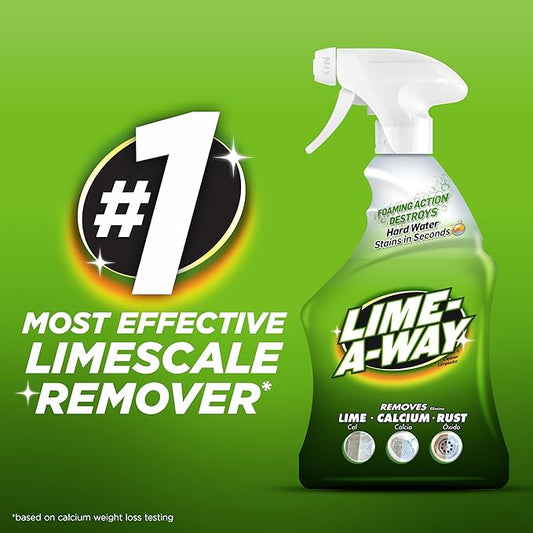 Lime-A-Way Hard Water Stain Remover Spray, Removes Lime, Calcium & Rust in Seconds, Bathroom Cleaner, 22 fl oz