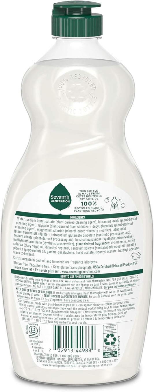 Seventh Generation Dish Soap Liquid Summer Orchard Scent Pack of 6 Dishwashing Soap Dish Detergent Liquid Soap 19 oz