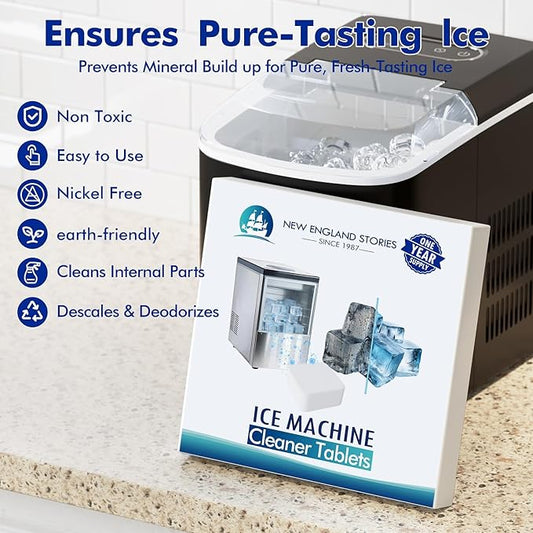 Ice Machine Cleaner and Descaler Tablets, 24 Count Nickel Safe Formula, Scale Remover for Countertop and Nugget Ice Makers, Compatible with GE Opal, GE Profile, Frigidaire, and Kitchenaid