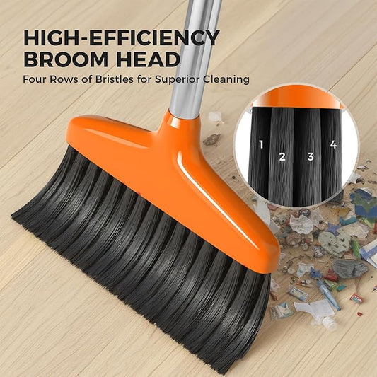 Handy Broom, Indoor/Outdoor Brooms, Duty Kitchen Broom, for Home Garage Kitchen Office Courtyard Lobby Patio Lawn Concrete (2, Orange)