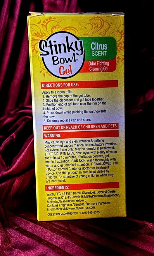 Stinky Bowl Citrus Scent Odor Fighting Toilet Cleaning Gel with Dispenser, Long Lasting Fragrance, 1.34 oz, 1 Count