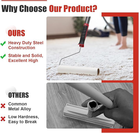 Large Lint Rollers for Pet Hair Extra Sticky, Dog & Cat Hair Remover, 9.45" Wide, 51" Long Handle Pet Hair Fur Sticky Lint Roller, Ideal for Floor, Carpets, Couch, Bed Sheets, Clothing & Car Cleaning