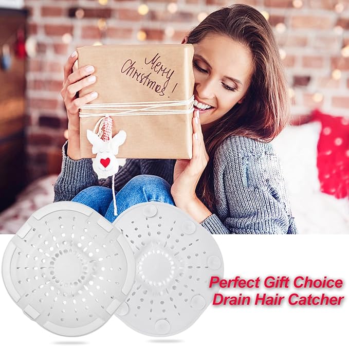Hair Drain Catcher,Square Drain Cover for Shower Strong Adhesion Silicone Hair Stopper with Suction Cup,Easy to Install Suit for Bathroom,Bathtub,Kitchen 2 Pack (Cream White)