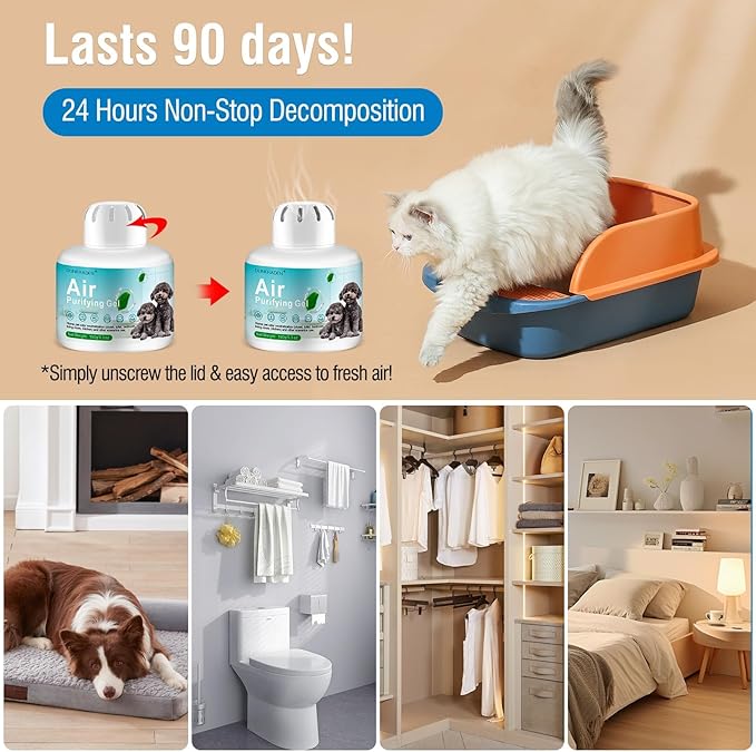 Eco-Friendly Odor Absorber Box for Pets,Pet Odor Eliminator Gel, | 5.3 oz,90-Day Long Lasting | Plant-Based, Safe Around Cats & Dogs | Continuous Air Freshener for Home