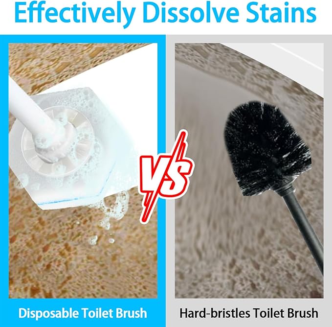 50 Pcs Toilet Wand Refills, Toilet Bowl Cleaners Replacement Heads, Disposable Sponge Scrubber for Household Cleaning Bathroom Cleaners Compatible Heads, Washroom Mats Brush Cleaning System