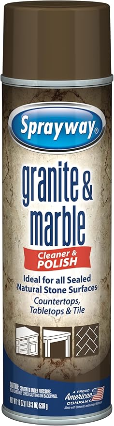 Sprayway Granite & Marble Cleaner Aerosol Spray 19oz, Pack of 12 | Foaming Action, Removes Grease, Oil, Fingerprints | Ideal for Sealed Natural Stone Surfaces, Countertops, Tabletops, Tile
