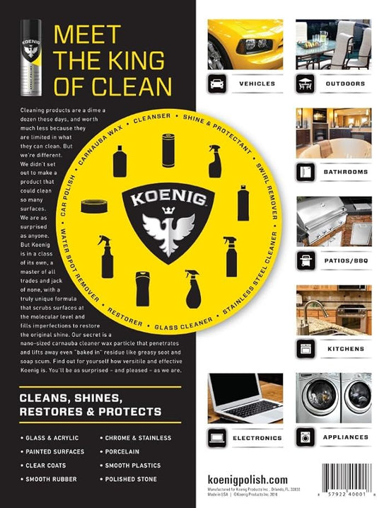 Koenig Spray Polish | Multipurpose Cleaner and Polish | Green-Based Polish Spray | Household Spray Polish and Cleaner | Multipurpose Polish for Home & Auto