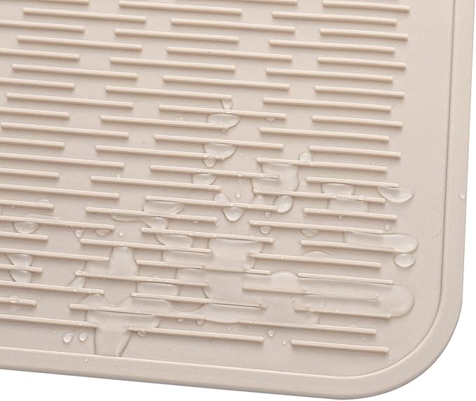 MicoYang Silicone Dish Drying Mat for Multiple Usage,Easy clean,Eco-friendly,Heat-resistant Silicone Mat for Kitchen Counter or Sink,Refrigerator or Drawer Liner Tapioca 3XL 28 inches x 18 inches