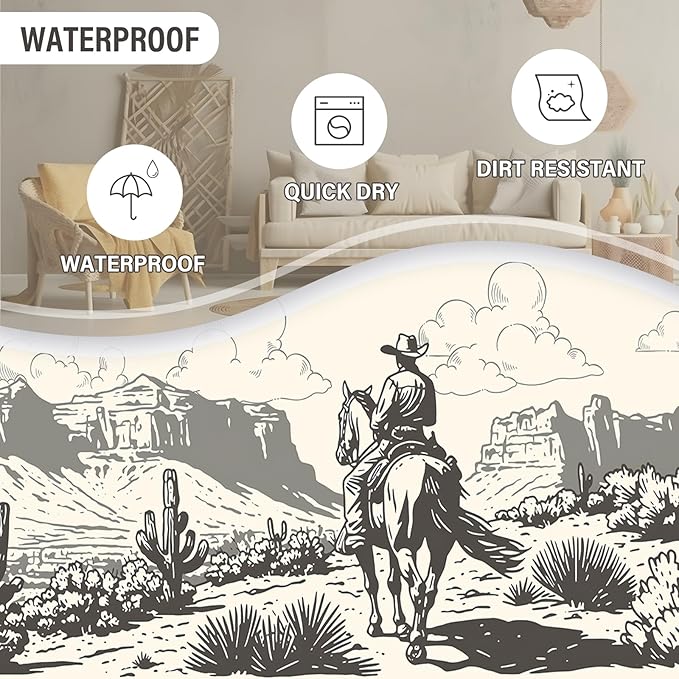 Western Cowboy Laundry Basket, Round Oxford Cloth Laundry Hamper, Waterproof Collapsible Storage Organizer Bin with Handles for Room, Nursery Home Storage, Gift for Chritsmas Thanksgiving 13.8x17.7in