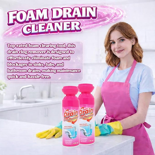 Foaming Drain Cleaner, Foam Drains Sink Cleaner and Deodorizer, Wild Tornado Drain Clog Remover for Kitchen Sinks, Shower Drains, Tubs (2 pcs)