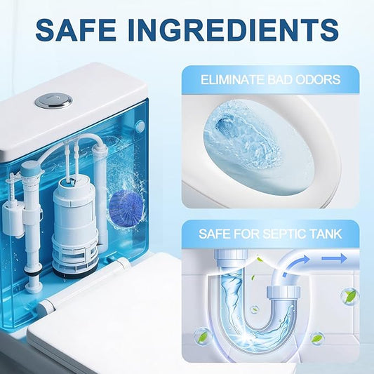 Toilet Bowl Cleaner Tablets Blue Toilet Tank Cleaners, Septic-Safe Hard Water Stain Remove, Bathroom Automatic Toilet Cleaning & Deodorizer, Fresh Scent - 30 Tabs