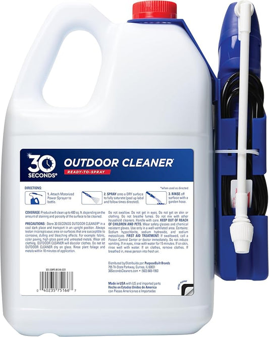 30 SECONDS Mold and Mildew Stain Remover | Ready to Use | Battery Powered Spray Wand | 1.3 Gallon