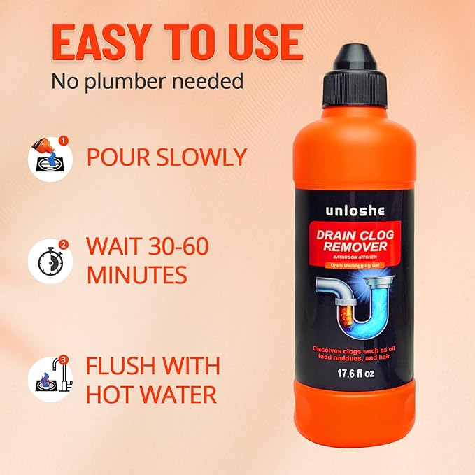 Drain Clog Remover and Drain Cleaner, Unclogs and Removes Hair, Soap Scum and Blockages, for Bathroom, Kitchen, Sink, Tubs (1-Pack)