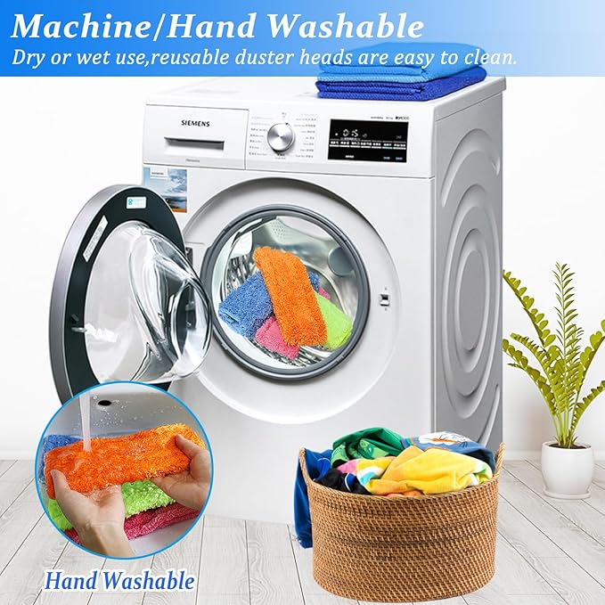 4 Pack 16-Inch Length Microfiber Dusters, Reusable and Washable, Soft Fibers with Strong Dust Adsorption Ability,Very Suitable for Home Cleaning, Office Cleaning, and car Cleaning