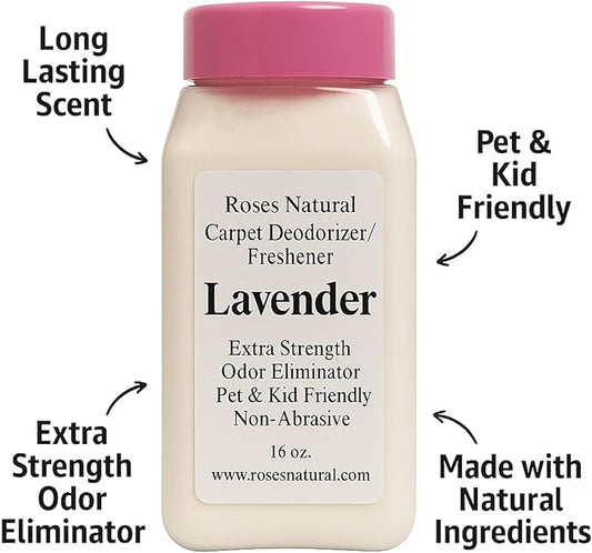 Lavender Carpet Deodorizer Powder – Long-Lasting Fresh Scent | Natural Odor Eliminator for Carpets, Rugs, Pet Beds & Mattresses | Pet & Kid Friendly, Non-Toxic