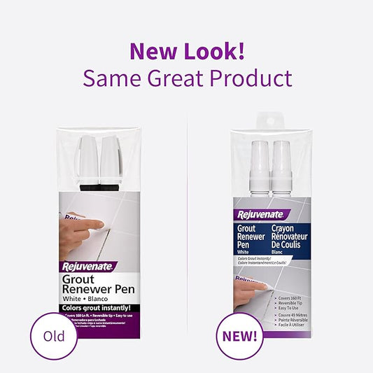 Rejuvenate Grout Renewer Pen, 1 Count, White Grout Color Restorer Instantly Covers Stained, Dirty Or Old Grout Between Kitchen And Bathroom Tiles