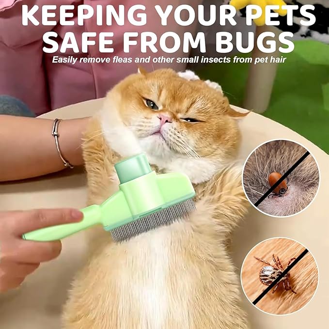 2-in-1 Flea Comb & Electrostatic Glove Set for Cats & Dogs | Removes Fleas, Tangles, Loose Hair & Dander | Bonus Pet Hair Remover for Furniture, Carpet & Bedding