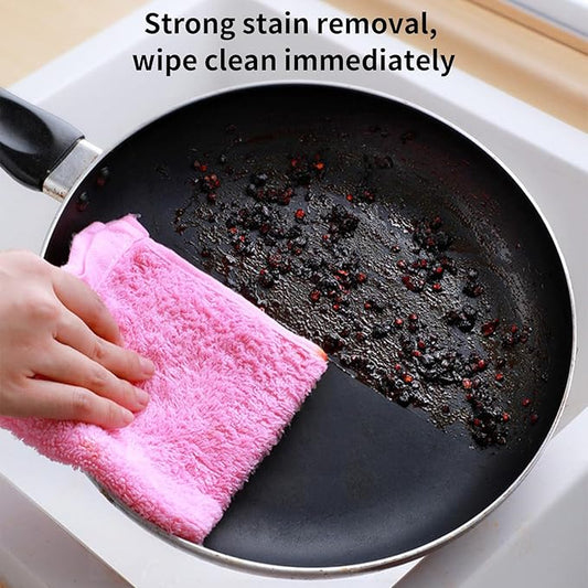 Bamboo Microfiber Cleaning Cloth,8 or 10Pcs Reusable Kitchen Wash Cloths,Wood Towels for Kitchen Window Glass Car (Pink,10inch, 8pcs)