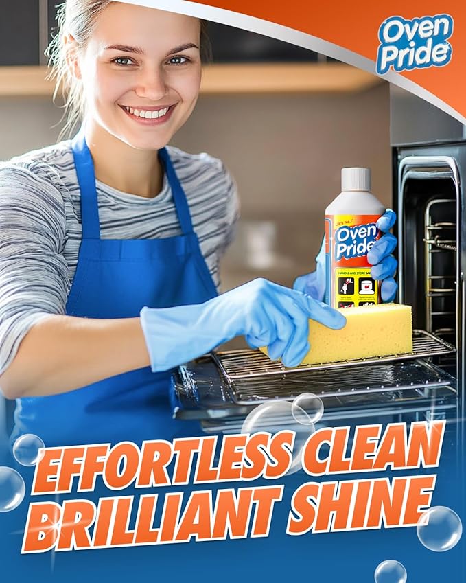 Oven Pride Oven Cleaner - 500ml Complete Oven Cleaning Kit with Safety Gloves & Cleaning Bag - Cleans First Time - Oven Cleaner Heavy Duty - Degreases Oven Without Scrubbing