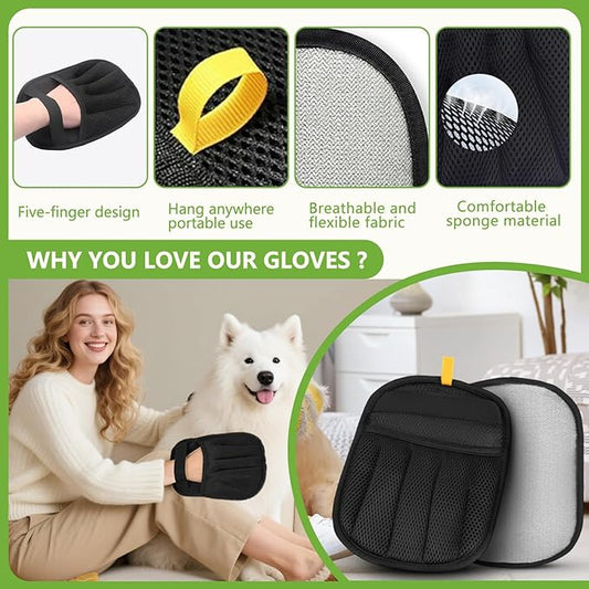 Pet Hair Remover Gloves for Dogs and Cats(3 Pcs, Pet Hair Removal Glove for Furniture, Car Interiors, Bedding & Clothing