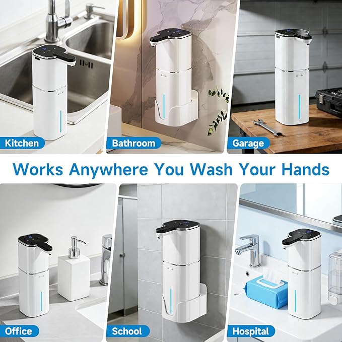 CATIRE Upgraded Larger Capacity Automatic Dish Soap Dispenser Touchless, 17.6oz Liquid Hand Soap Dispenser for Bathroom Kitchen, Rechargeable 2000mAh, 8 Adjustable Levels, Wall Mount & Countertop