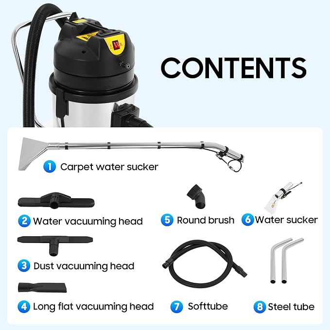 Commercial Carpet Cleaning Machine, 1000W 110V 40L/11Gal Professional Commercial 3 in 1 Carpet Spraying Floor Brush Cleaner Extractor Vacuum Washing Machine Portable Carpet Cleaner (40L)