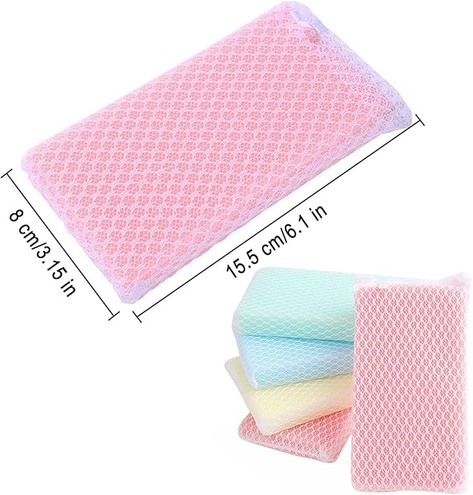 Individually Wrapped Sponge, Kitchen Dishwashing Sponge Non Scratch Heavy Duty Scouring Pad, Odor-Free Microfiber Cleaning Sponge Wipes Scrub Pads for Cleaning Dishes Hard Surface Tools (10)