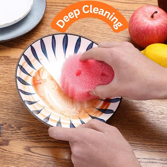 Scrub Shooting Star Color Sponges - Scratch Free Multipurpose Dish Sponges for Kitchen, Bathroom and Household Cleaning (3 Count)