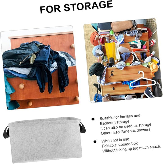 ABOOFAN Reusable Felt Storage Basket with Handles Medium Grey Household Clothes and Magazine Organizer Dense Laundry Hamper for Easy Carrying and Washing