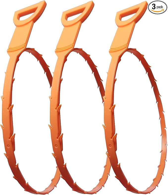 Unclogging Snake Tool 25 Inch, Hair Clog Remover for Sink Shower Kitchen (3-Pack)