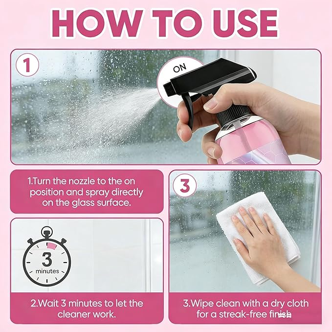Heavy Duty Bathroom Scrubbing Solution, Bathroom Descaler Foam Cleaner, Powerful Pink Bathroo𝐦 Cleaner Spray, All-Purpose Bathrooms Descaler Foam Spray, For Floor,Showers,Glass Surfaces (1pcs)