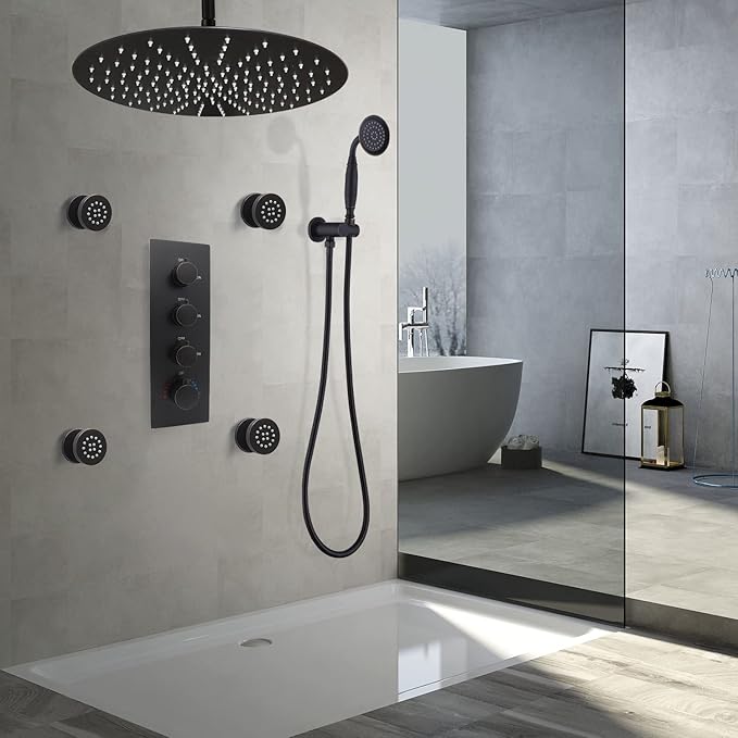 HOMEDEC 2inch Round Shower Body Spray Jets, Brass Showerhead Shower Jets Massage Spa Body Sprays Shower Nozzle Wall Mount, 4PCS, Oil Rubbed Bronze