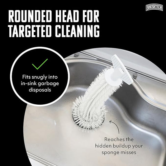 Brushtech Kitchen Sink Disposal Brush - Ergonomic T-Handle Cleaner with Rounded Bristles Designed to Remove Odor-Causing Debris from Sink Drains & Garbage Disposals - Made in USA