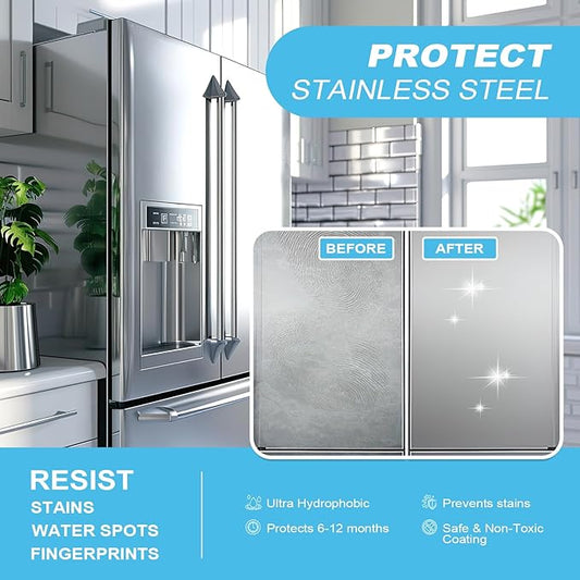 Ceramic Coating Spray – Shine, Seal & Protect Stainless Steel, Glass, Kitchen & Bath – Repels Fingerprints, Water Spots & Grime – Multi-Surface Sealant for Countertops, Sinks & More, 17.32oz