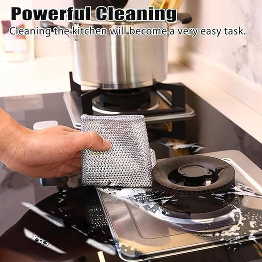 12 Pcs Non Scratch Wire Dishcloth,Multi Purpose Wire dishwashing Rags for Wet and Dry, Reusable Kitchen Wire Cleaning Cloths for Dishes, Sinks, Stove Tops