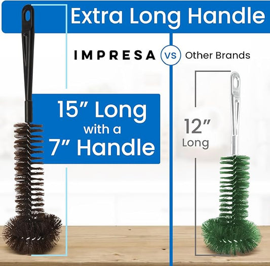 IMPRESA Garbage Disposal Cleaning Brush - Black Extra-Long Handle & Drain Cleaning Brushes - Scrubbing Tool & Odor Eliminator - Universal Garbage Disposal Cleaner & Disposer Cleaner