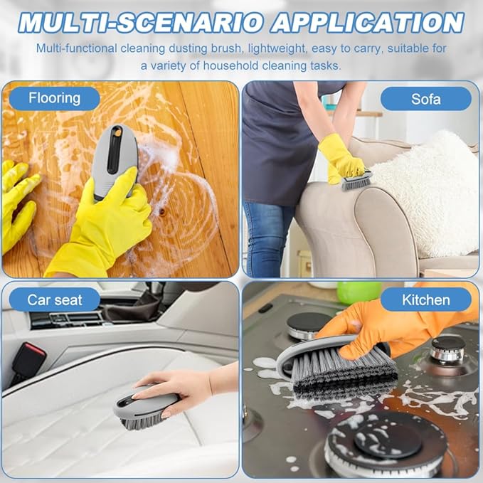 Carpet Brush, Scrub Brush Carpet Scrubber Stiff Bristle Detailing Scrub Brushes, Carpet Cleaning Brush, Cleaning Brush Interior Leather Brushfor Car and Home(Color:Grey)